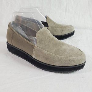 Eileen Fisher Taupe Suede Slip-On Loafers